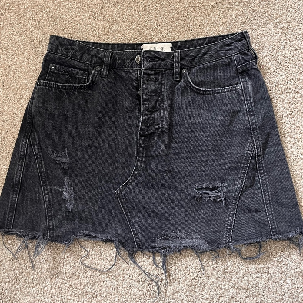 We the Free black denim mini skirt